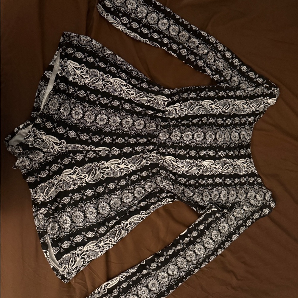 Elegant Black and White Patterned Bodysuit